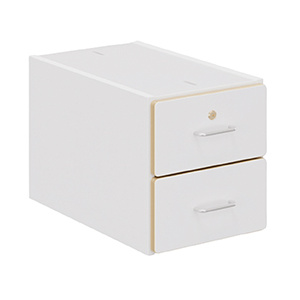 Caisson 2 tiroirs RETRO mélaminé - L32xP55xH35 cm - Blanc craie