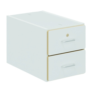 Caisson 2 tiroirs RETRO mélaminé - L32xP55xH35 cm - Blanc craie