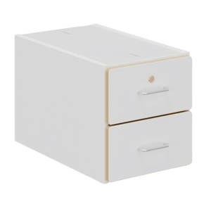 Caisson 2 tiroirs RETRO mélaminé - L32xP55xH35 cm - Blanc craie