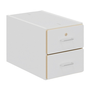 Caisson 2 tiroirs RETRO mélaminé - L32xP55xH35 cm - Blanc craie