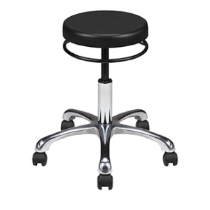 Tabouret TAPU-L mobile assise polyuréthane piètement aluminium - H34,5 à 42 cm - Noir