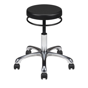 Tabouret TAPU-L mobile assise polyuréthane piètement aluminium - H34,5 à 42 cm - Noir