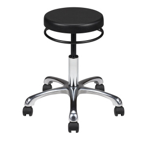 Tabouret TAPU-L mobile assise polyuréthane piètement aluminium - H34,5 à 42 cm - Noir