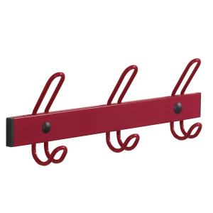 Patères 3 patères époxy - L42xP6,5xH16,5 cm - Rouge RAL 3000