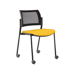 Chaise mobile assise tissu dossier résille piètement époxy - T6 - Jaune B308/Noir
