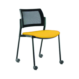 Chaise mobile assise tissu dossier résille piètement époxy - T6 - Jaune B308/Noir