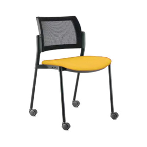 Chaise mobile assise tissu dossier résille piètement époxy - T6 - Jaune B308/Noir