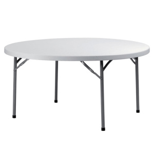 Table KATE plateau polyéthylène piètement époxy - D150 cm - T6 - Blanc/gris