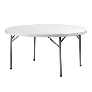Table KATE plateau polyéthylène piètement époxy - D150 cm - T6 - Blanc/gris