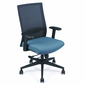 Siège TOOL avec accoudoir dossier résille et assise tissu enduit - H48 - 61 cm - Bleu Z10