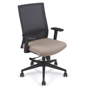 Siège TOOL avec accoudoir dossier résille et assise tissu enduit - H48 - 61 cm