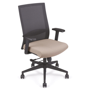 Siège TOOL avec accoudoir dossier résille et assise tissu enduit - H48 - 61 cm
