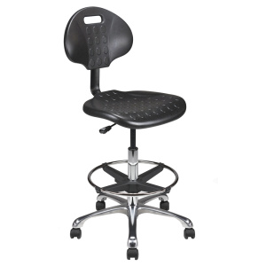Siège CTPU HR et mobile assise et dossier polyuréthane piètement alu repose-pieds - H52,5 à 77,5 cm
