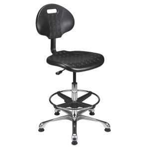 Siège CTPU HR assise et dossier polyuréthane piètement alu repose-pieds - H52,5 à 77,5 cm