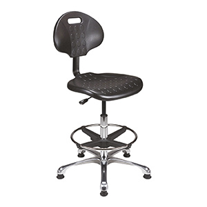 Siège CTPU HR assise et dossier polyuréthane piètement alu repose-pieds - H52,5 à 77,5 cm