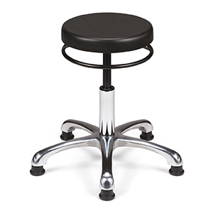 Tabouret TAPU-L assise polyuréthane piètement aluminium - H34,5 à 42 cm - Noir