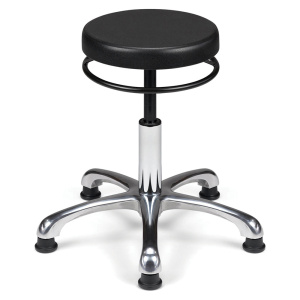 Tabouret TAPU-L assise polyuréthane piètement aluminium - H34,5 à 42 cm - Noir