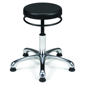 Tabouret TAPU-L assise polyuréthane piètement aluminium - H34,5 à 42 cm - Noir