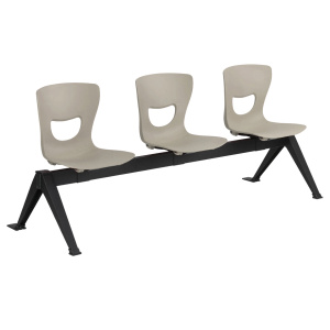 Siège poutre SMIL3P 3 places coque polypropylène pièt. époxy - L185xP70x78 cm - Taupe P02/noir