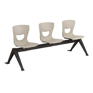 Siège poutre SMIL3P 3 places coque polypropylène pièt. époxy - L185xP70x78 cm - Taupe P02/noir