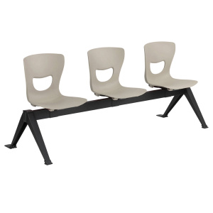 Siège poutre SMIL3P 3 places coque polypropylène pièt. époxy - L185xP70x78 cm - Taupe P02/noir