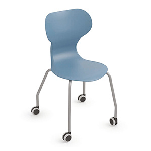 Chaise MIA CASTORS mobile coque polypropylène piètement époxy - Bleu 69/Gris RAL 9006