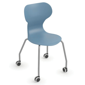 Chaise MIA CASTORS mobile coque polypropylène piètement époxy - Bleu 69/Gris RAL 9006