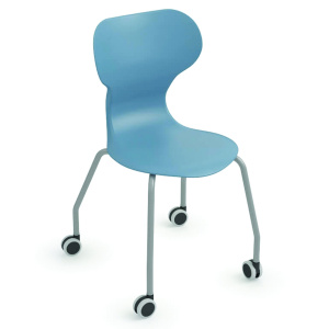 Chaise MIA CASTORS mobile coque polypropylène piètement époxy - Bleu 69/Gris RAL 9006