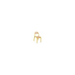 Chaise ROND'O 4 pieds assise et dossier prise de main bois Blueprotech® piètement époxy- T6 - Jaune RAL 1003