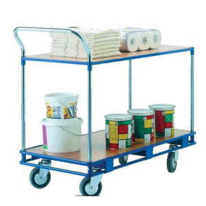 Chariot multiservice mobile 2 niveaux époxy - L53,5xP110xH92,5 cm - Bleu RAL 5019
