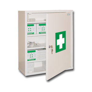 Armoire à pharmacie 1 porte époxy - L47xP20,5xH58 cm - Blanc RAL 9010