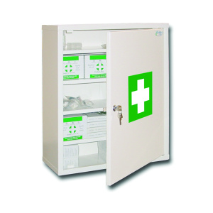 Armoire à pharmacie 1 porte époxy - L47xP20,5xH58 cm - Blanc RAL 9010