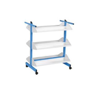 Chariot à livres ZÉDIA mobile 6 tablettes époxy blanc piètement époxy - L93xP60xH110 cm - Bleu RAL 5015