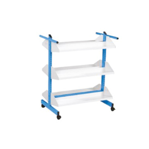 Chariot à livres ZÉDIA mobile 6 tablettes époxy blanc piètement époxy - L93xP60xH110 cm - Bleu RAL 5015