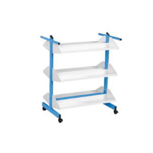 Chariot à livres ZÉDIA mobile 6 tablettes époxy blanc piètement époxy - L93xP60xH110 cm - Bleu RAL 5015