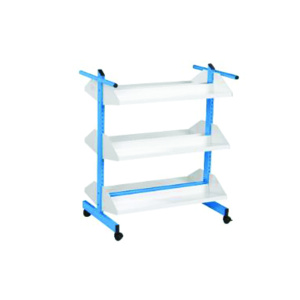 Chariot à livres ZÉDIA mobile 6 tablettes époxy blanc piètement époxy - L93xP60xH110 cm - Bleu RAL 5015