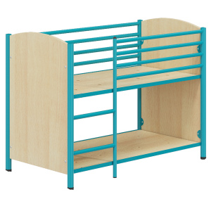 Lit superposé mobile mélaminé piètement époxy - L127,5xP67xH96,5 cm - Hêtre miel