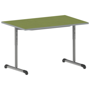 Table BANDANA HR DL plateau antibruit SOFTOP® chant ABS gris piètement époxy - 120x80 cm - T3 à T6