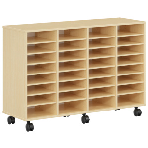 Meuble PICCOLO mobile 32 cases m?lamin? - L138,5xP45xH95 cm - H?tre miel
