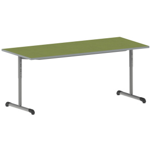Table BANDANA HR DL plateau antibruit SOFTOP® chant ABS gris piètement époxy - 160x80 cm - T3 à T6