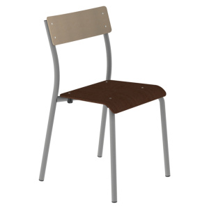 Chaise ANDRÉ assise bois teinté dossier bois Blueprotech® piètement époxy - T6