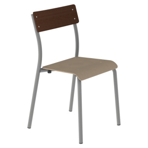 Chaise ANDRÉ assise bois Blueprotech® dossier bois teinté piètement époxy - T6