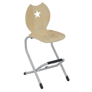 Chaise LÉNA II coque Étoile 320 bois Blueprotech® piètement aluminium époxy - H52 cm - Gris alu RAL 9006