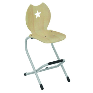 Chaise LÉNA II coque Étoile 320 bois Blueprotech® piètement aluminium époxy - H52 cm - Gris alu RAL 9006