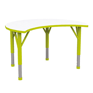 Table JUK plateau mélaminé piètement acier - demi-lune 90x75 cm - T1 à T3 - Blanc/vert pomme