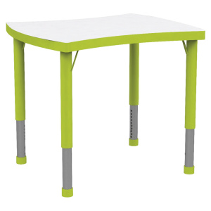 Table JUK plateau mélaminé piètement acier - 67x55 cm - T1 à T3 - Blanc/vert pomme