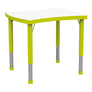 Table JUK plateau mélaminé piètement acier - 67x55 cm - T1 à T3 - Blanc/vert pomme