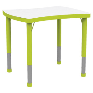 Table JUK plateau mélaminé piètement acier - 67x55 cm - T1 à T3 - Blanc/vert pomme