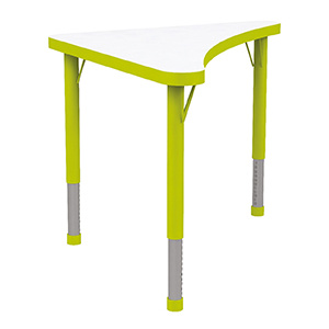 Table JUK plateau mélaminé piètement acier - triangle 75x75 cm - T1 à T3 - Blanc/vert pomme