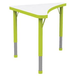 Table JUK plateau m?lamin? pi?tement acier - triangle 75x75 cm - T1 ? T3 - Blanc/vert pomme